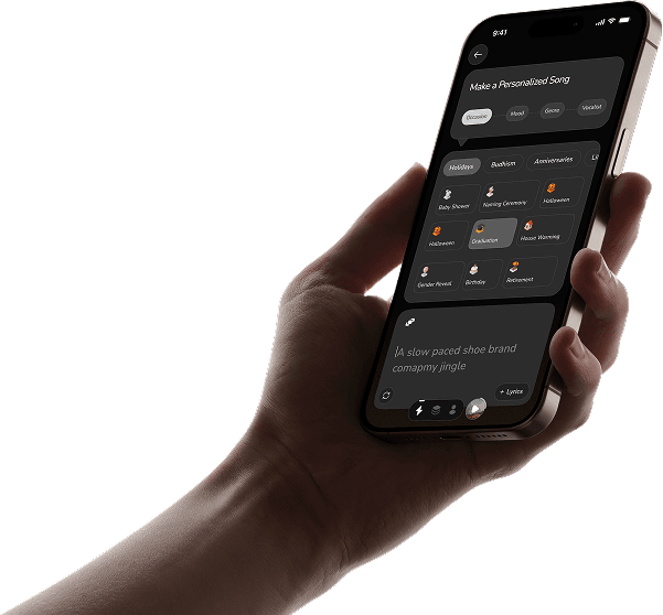 App screenshot in a hand